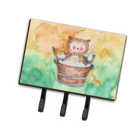Jensendistributionservices Owl Bathing Watercolor Leash or Key Holder MI2087533